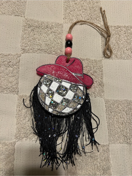 Handmade Other - Pink Cowboy Hat Fringe Disco Ball Car Freshie **Read Description